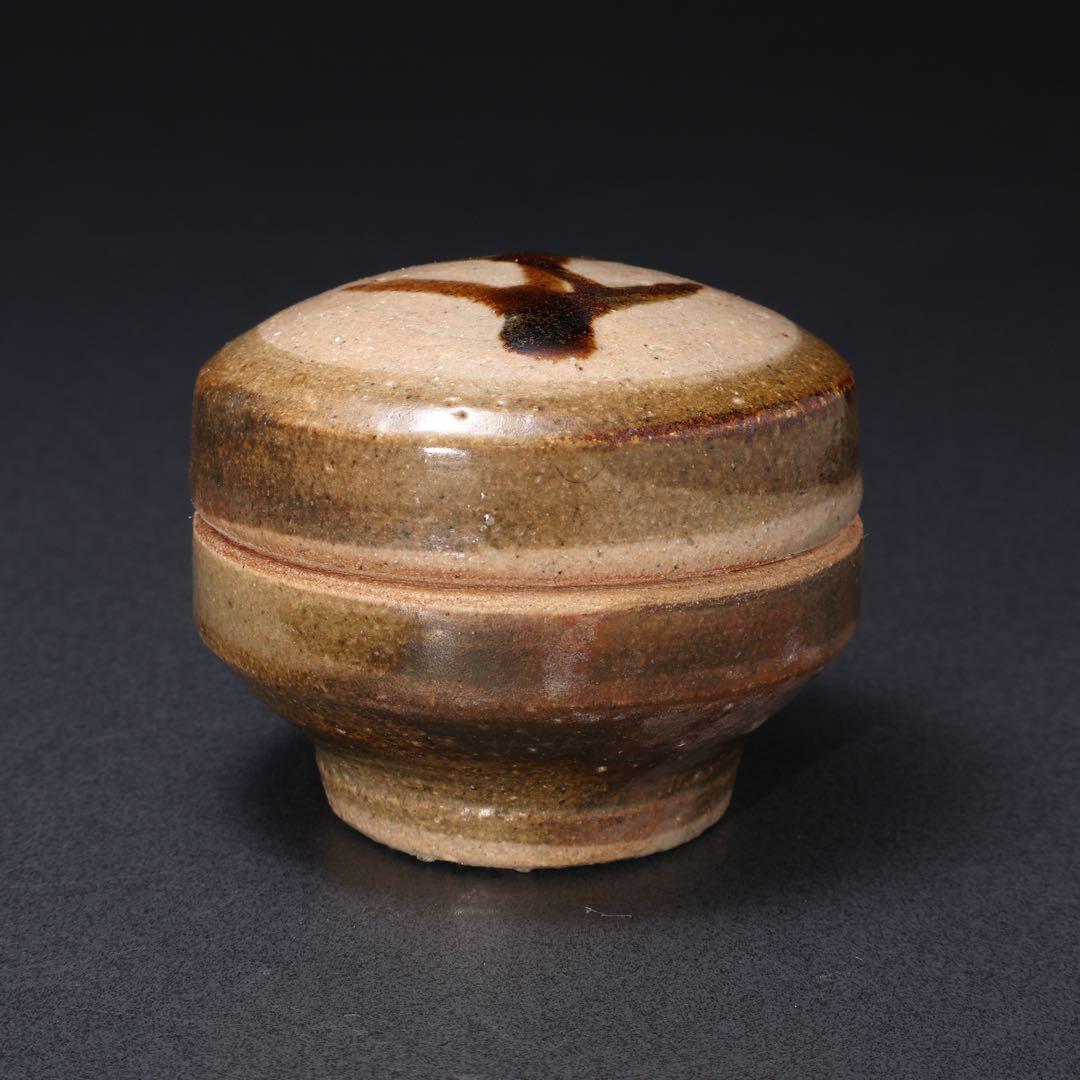 浜田庄司　鉄絵とうきび文合子　人間国宝　香合　R1613K2