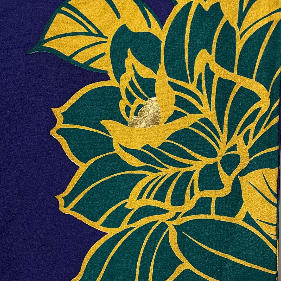 D768 振袖　大牡丹　金彩　正絹　着物　袷　極美品