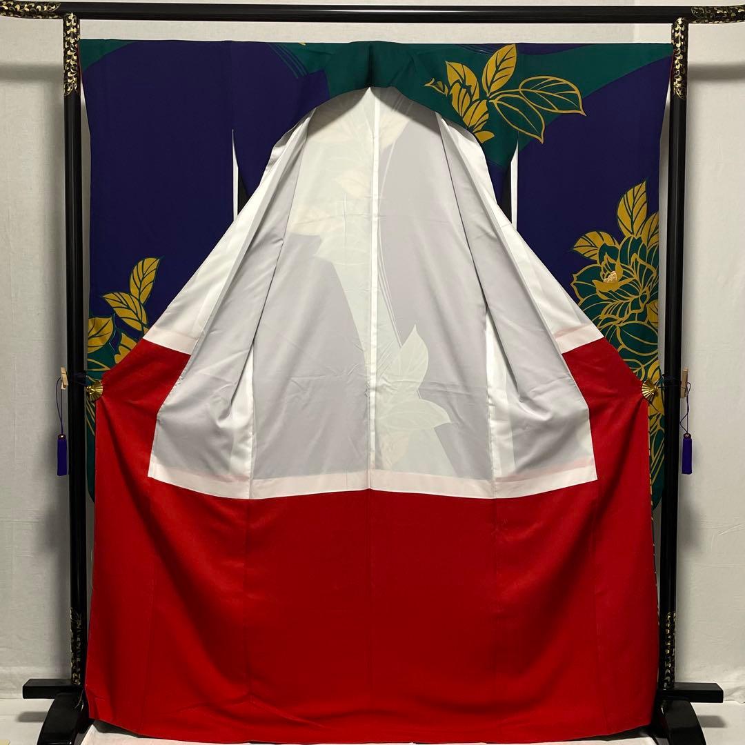 D768 振袖　大牡丹　金彩　正絹　着物　袷　極美品