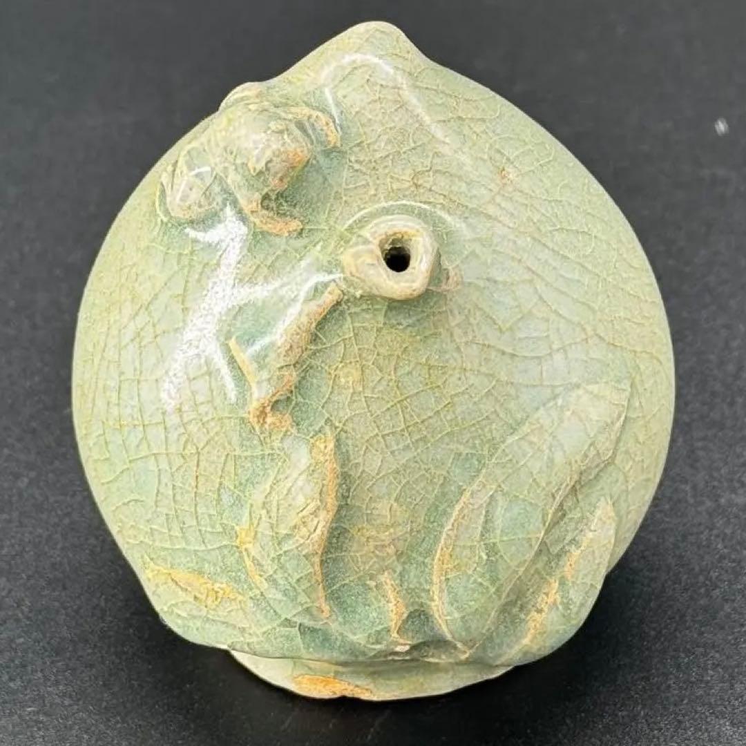 中国　高麗　青磁　桃形　水滴