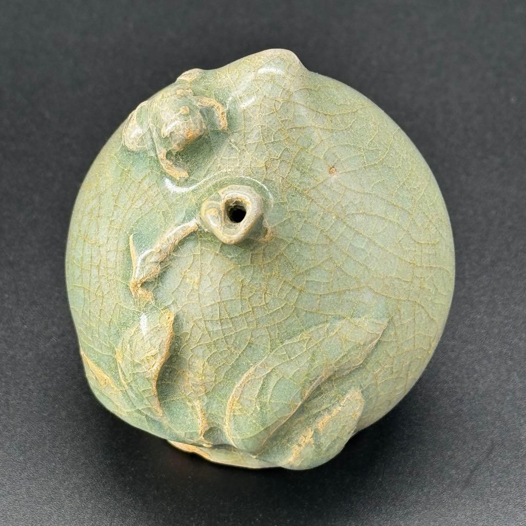 中国　高麗　青磁　桃形　水滴