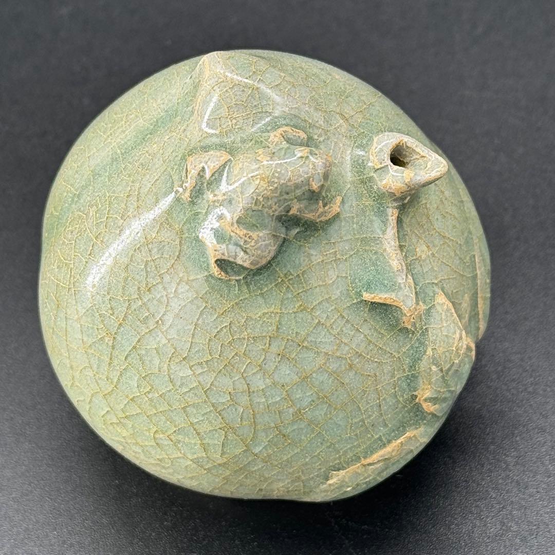 中国　高麗　青磁　桃形　水滴