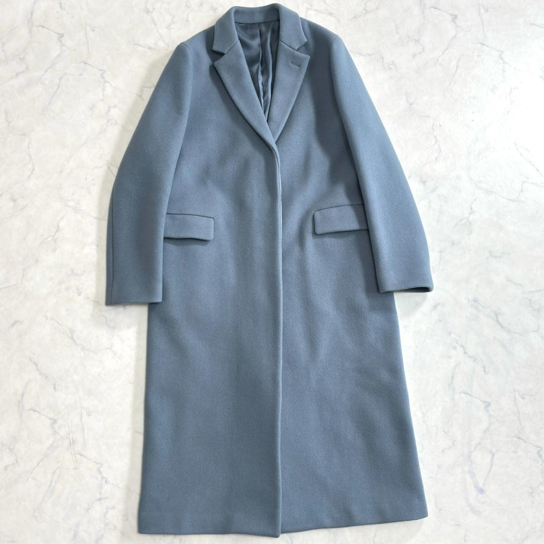 美品♪イレーヴ ウールロングチェスターコート ターコイズブルー sx2