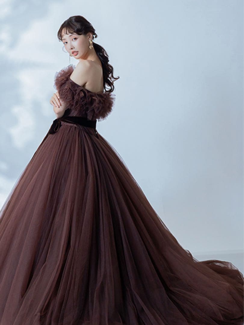 チュノアウェディング カラードレス ブラウン NOA0058_brown