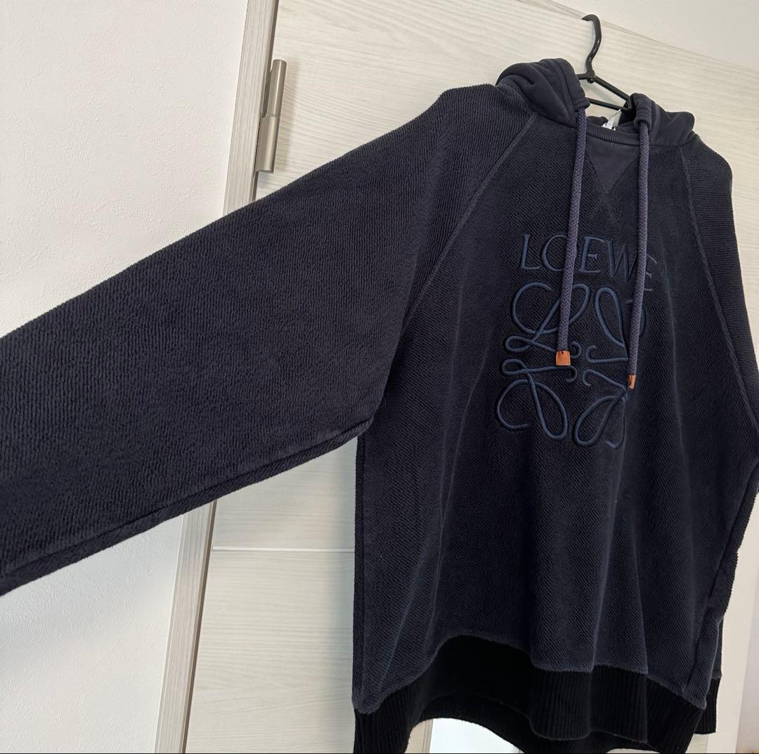 希少✨️ LOEWE アナグラム ビックロゴ刺繍 パーカー L ロエベ ネイビー