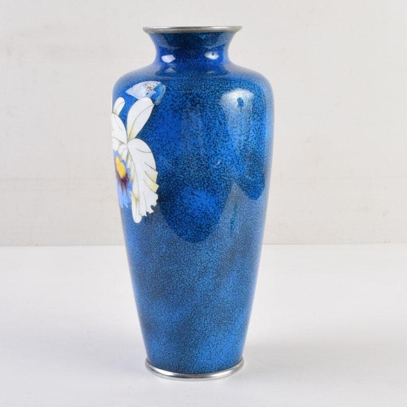 七宝焼　大吉七宝工房　太田博明作　花蝶文　花瓶　V　9147