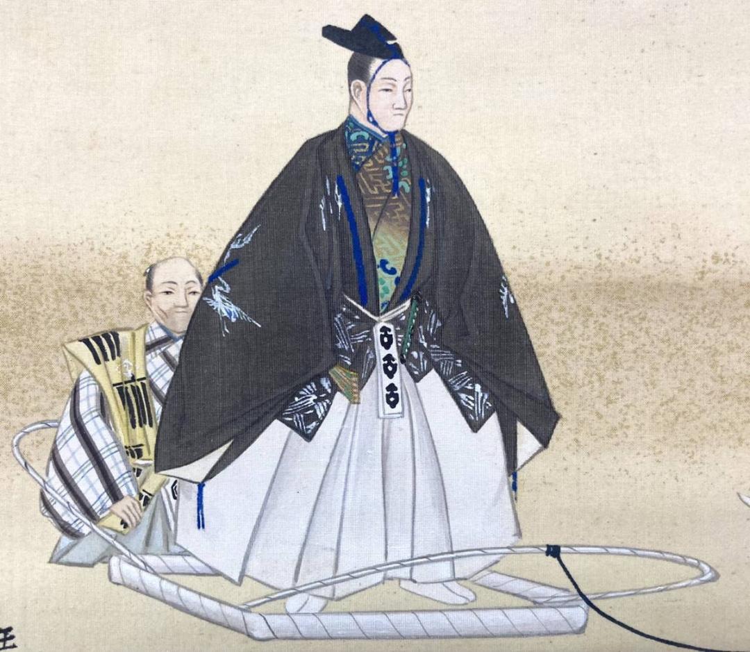 川端玉章／中島来章門 小田海僊・高橋由一師事「俊寛」掛軸 絹本 共箱 二重箱：能