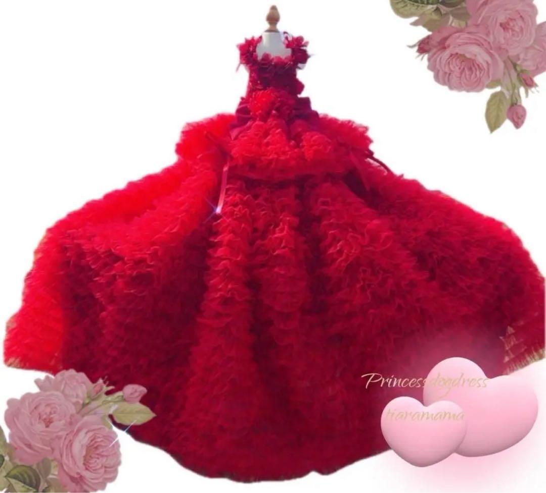 豪華ロングドレス　犬服　猫服　記念日　イベント　クリスマス　ハンドメイド