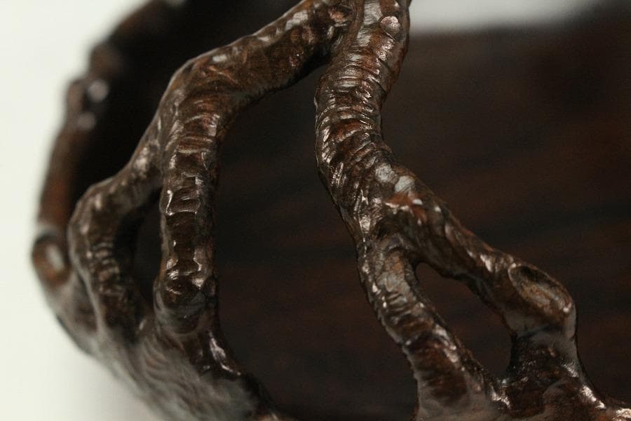 紫檀 刻 手付 皿 13.5cmx12cm 文房四宝(K-HA489)