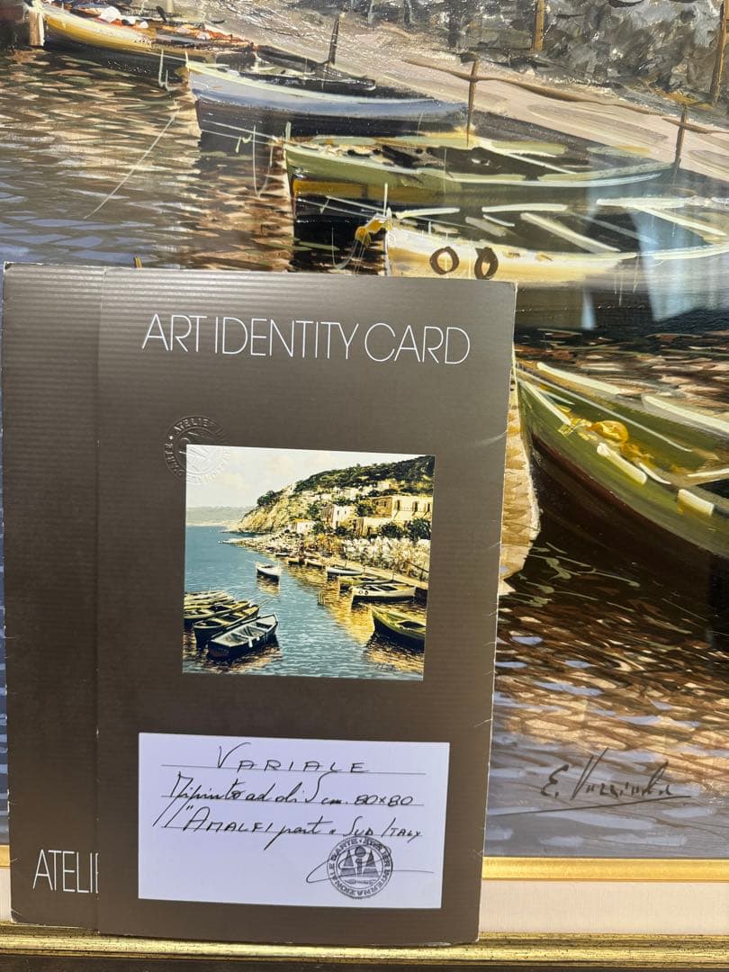 ORIGNIAL Enrico Varriale 夏のアマルフィー港　油彩