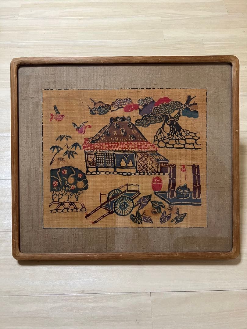 額装 額入り インテリア 琉球紅型 紅型 型染め 民藝 アート JAPAN