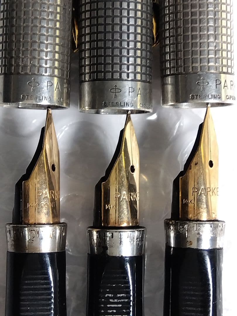 ペン先14K、キャップと軸はSterling Silver パーカー万年筆３本