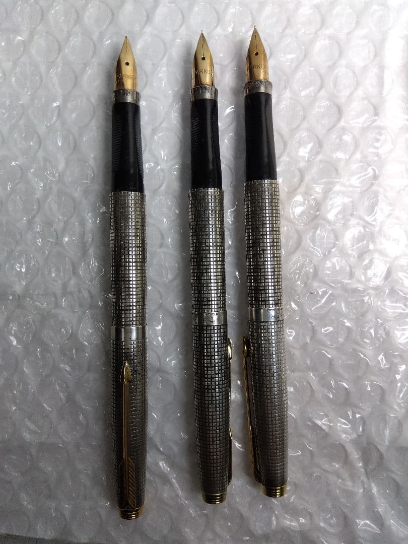 ペン先14K、キャップと軸はSterling Silver パーカー万年筆３本