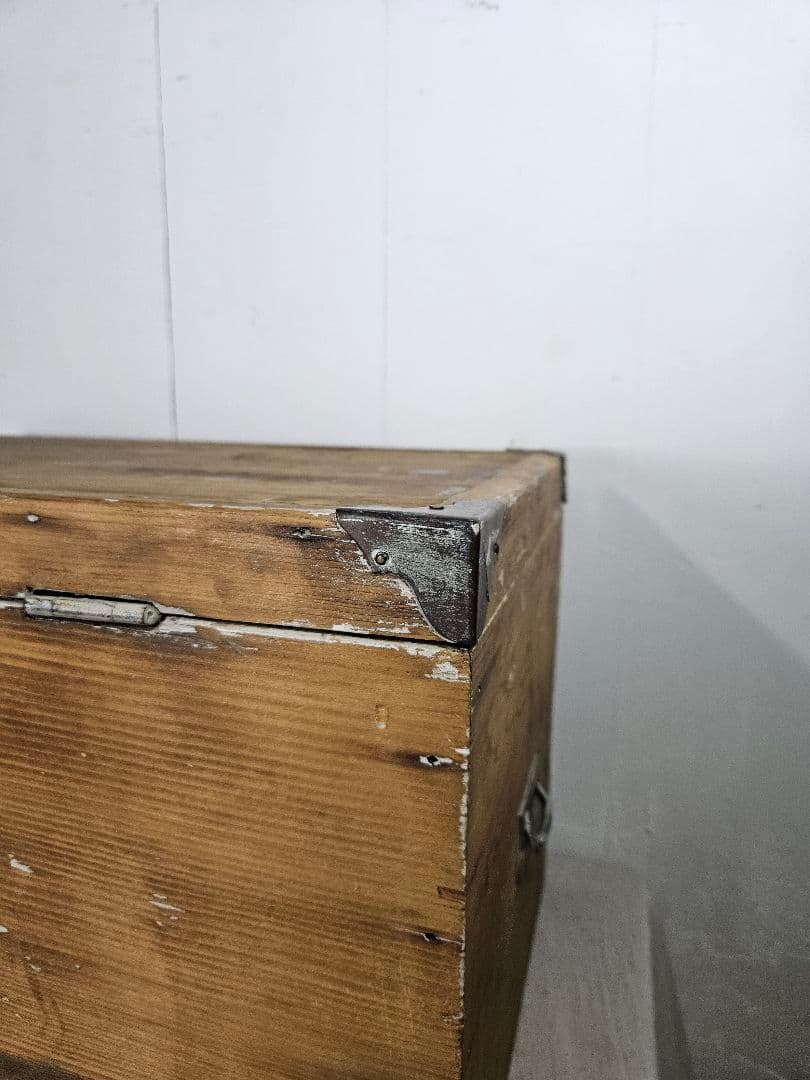 USアンティーク 無垢材の古い工具箱 木製 木箱 ツールボックス 道具箱 ケース