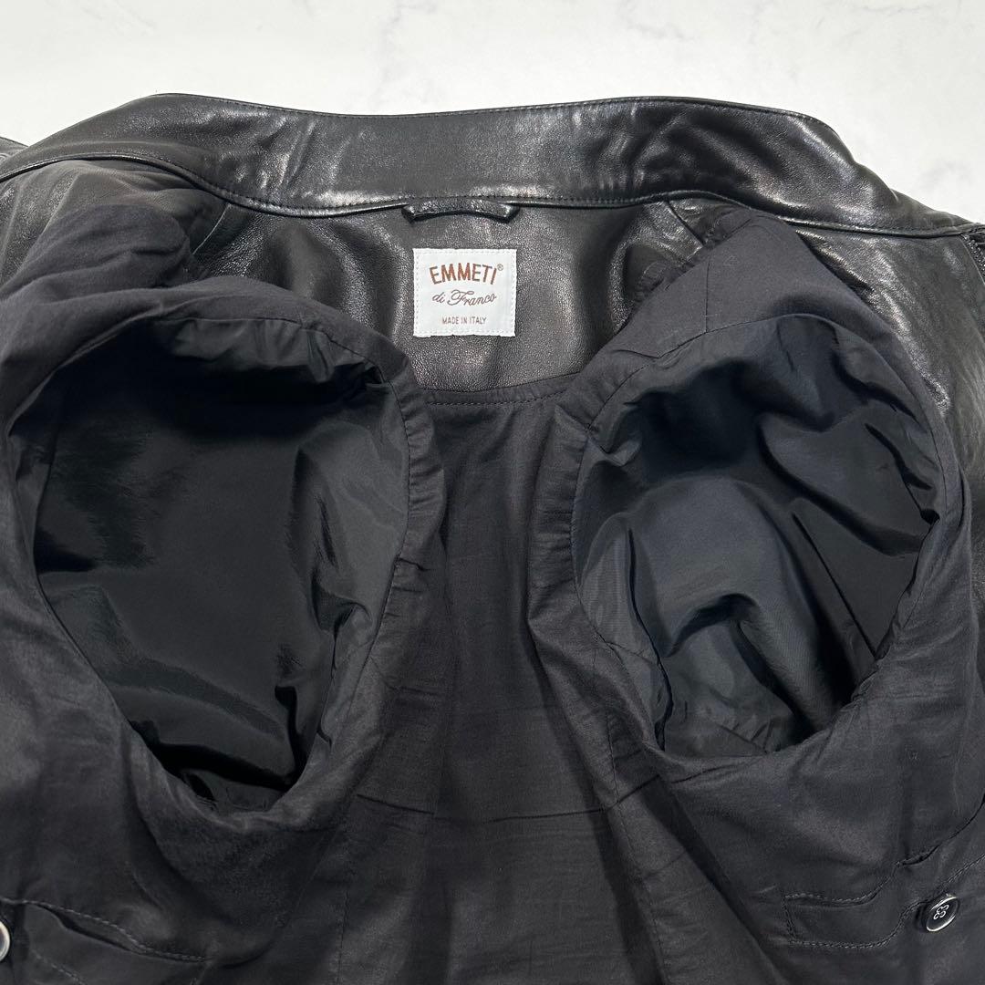 美品◎EMMETI JURI 44 シングルライダースジャケット ラムレザー 黒