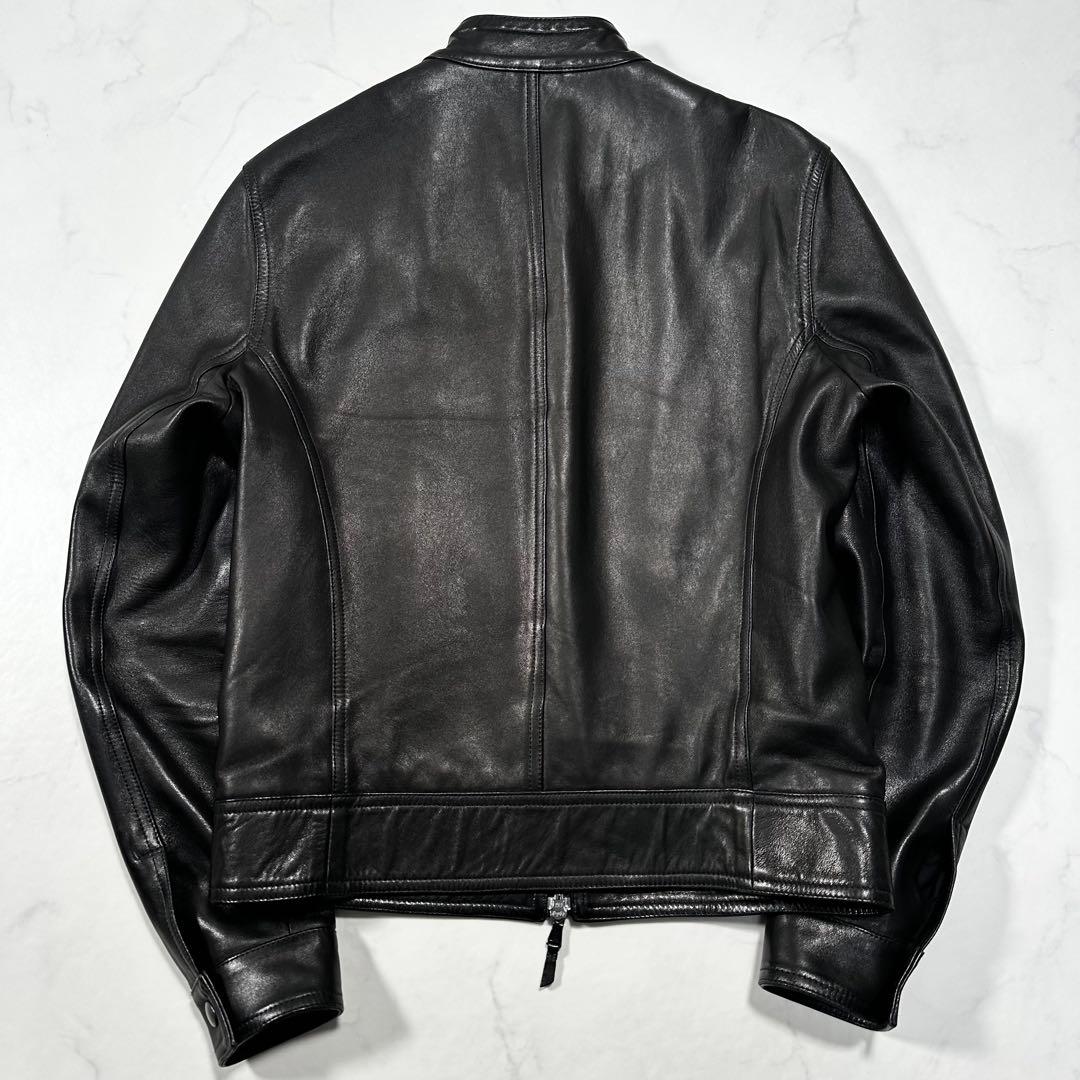 美品◎EMMETI JURI 44 シングルライダースジャケット ラムレザー 黒