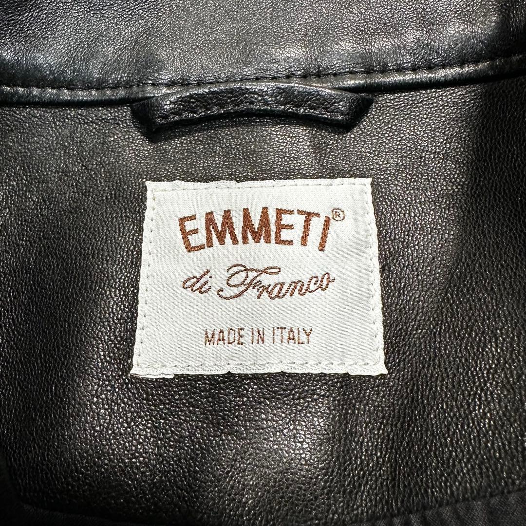 美品◎EMMETI JURI 44 シングルライダースジャケット ラムレザー 黒