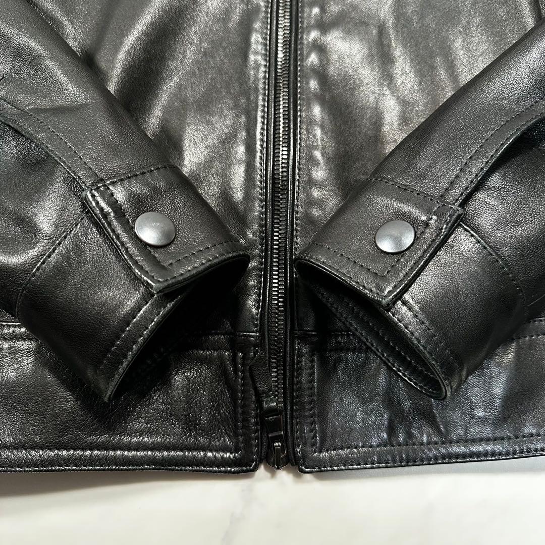 美品◎EMMETI JURI 44 シングルライダースジャケット ラムレザー 黒