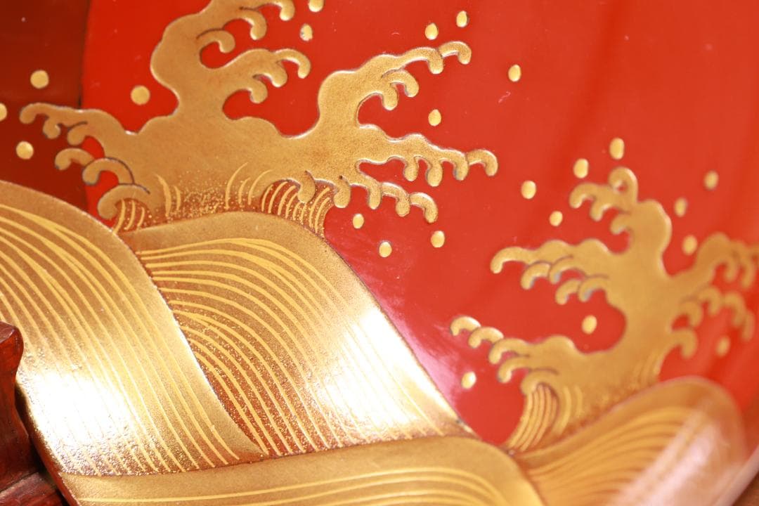 BJ103　時代輪島塗　烏漆絵　日乃出金蒔絵　煮物椀　五客　木製 吸物椀　菓子