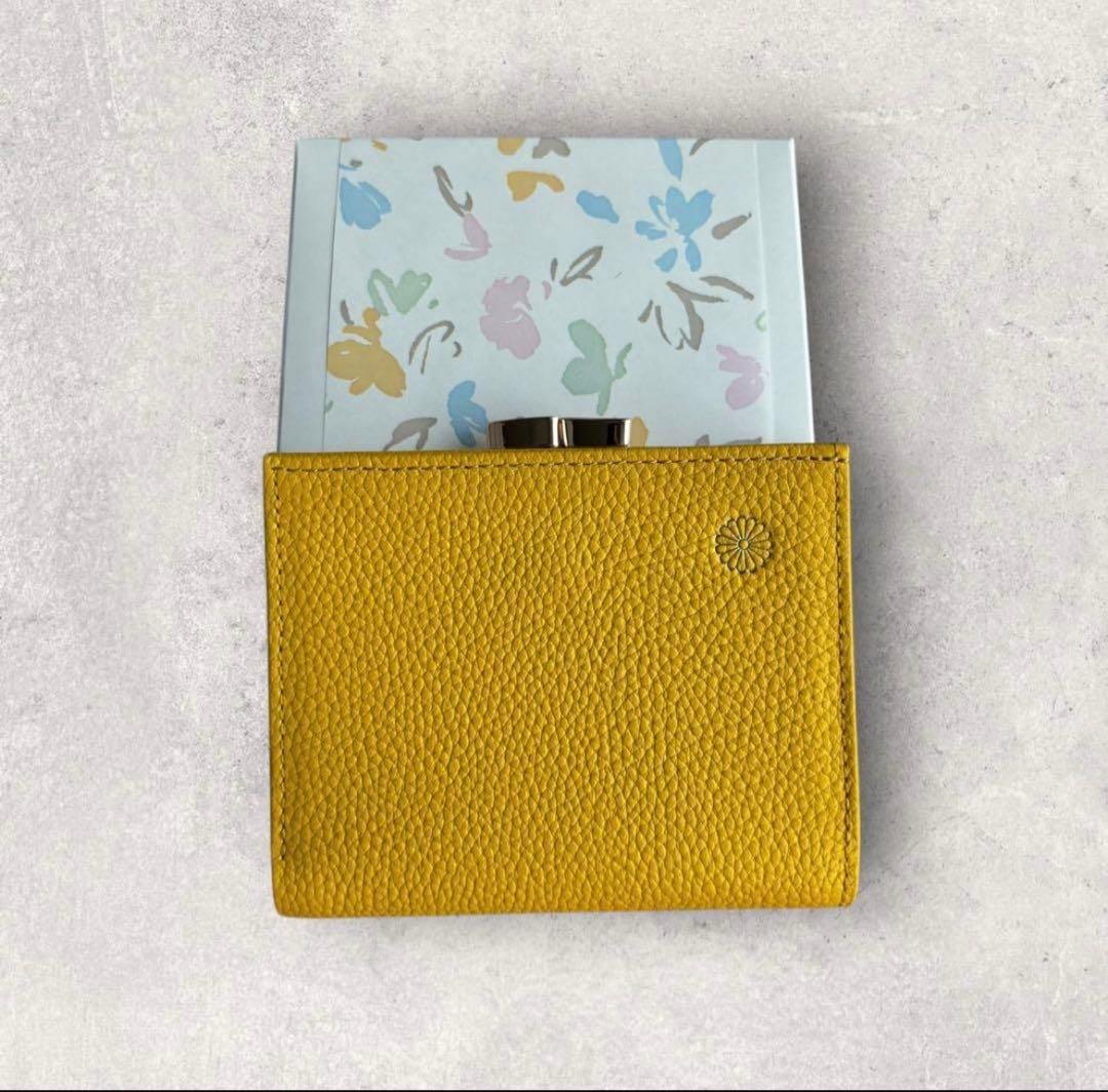 [即日発送]皇居　がま口　二つ折財布　黄色　イエロー