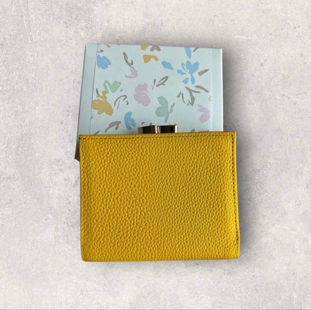 [即日発送]皇居　がま口　二つ折財布　黄色　イエロー