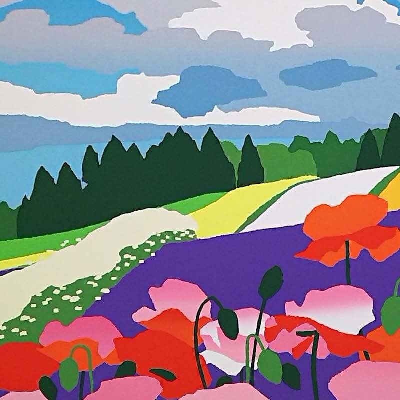 ☆藤倉英幸☆「ポピー揺れる」シルクスクリーン　全紙サイズ　未使用！