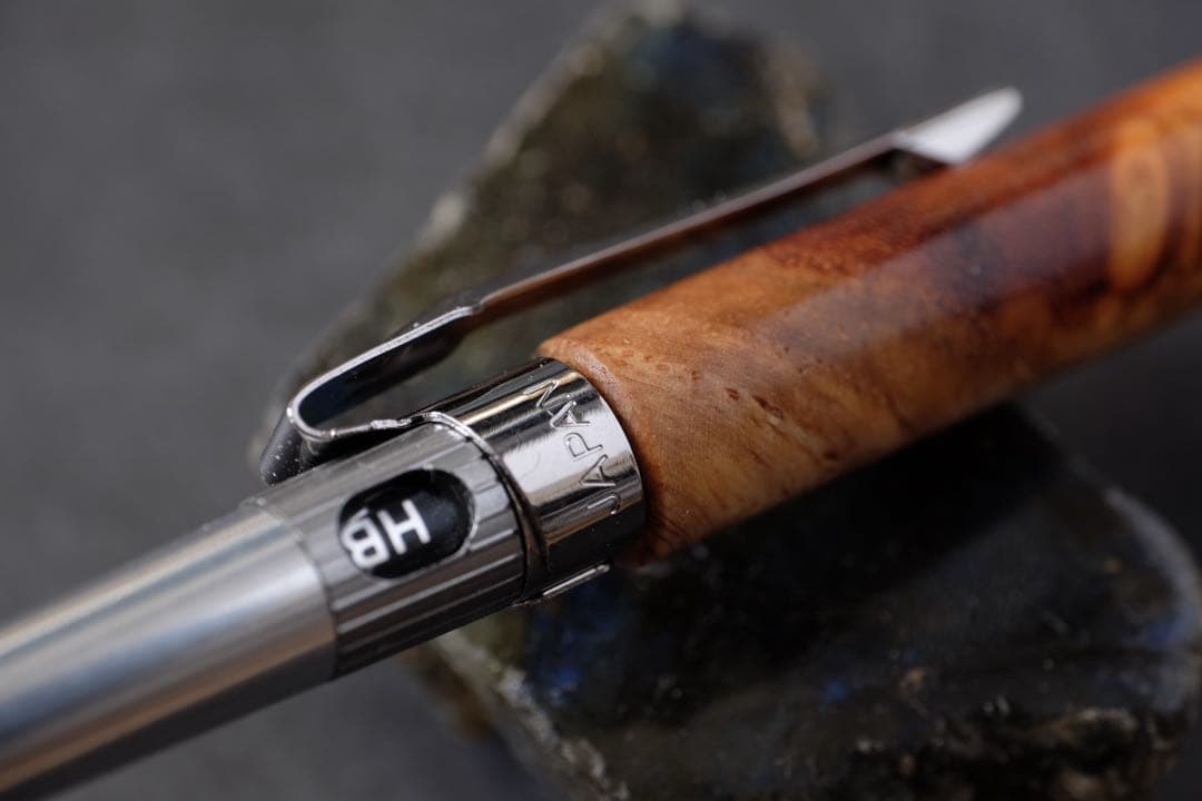 PG5木軸カスタム0222　高村杢工房 製図用シャープペンシル　花梨瘤紅白