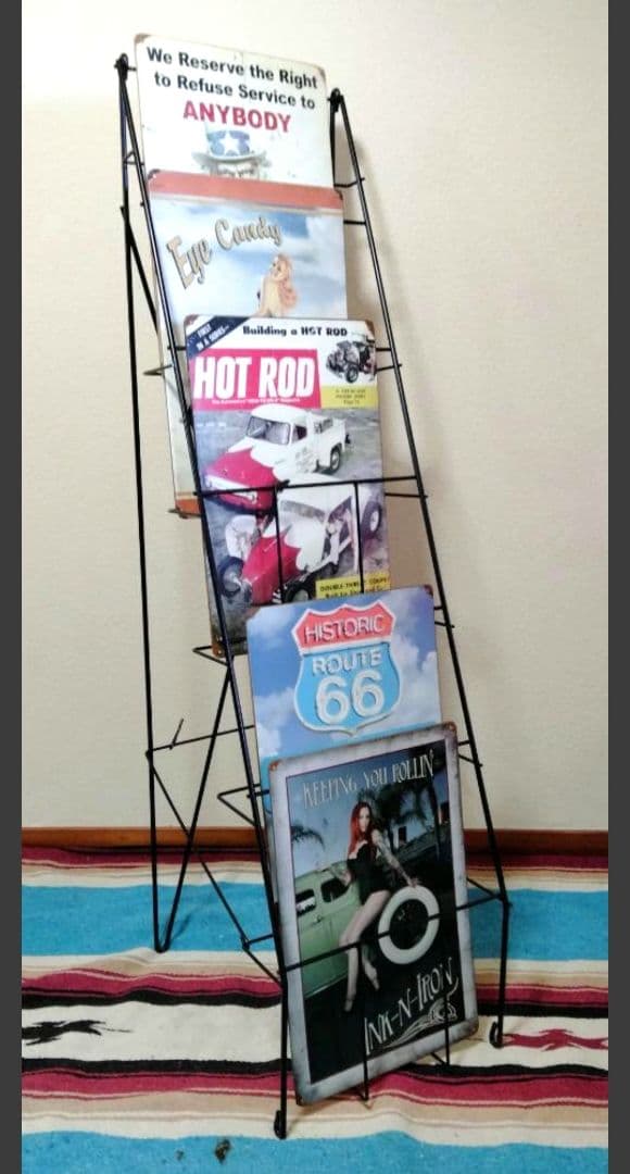 ブリキ看板用 特大ラック ブラック 高さ132cm （ブリキサイン約50枚収納可