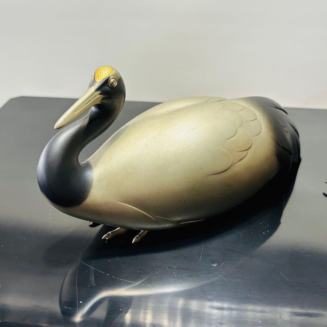 加納晴雲 白銅双鶴置物 インテリア 美術品 骨董品