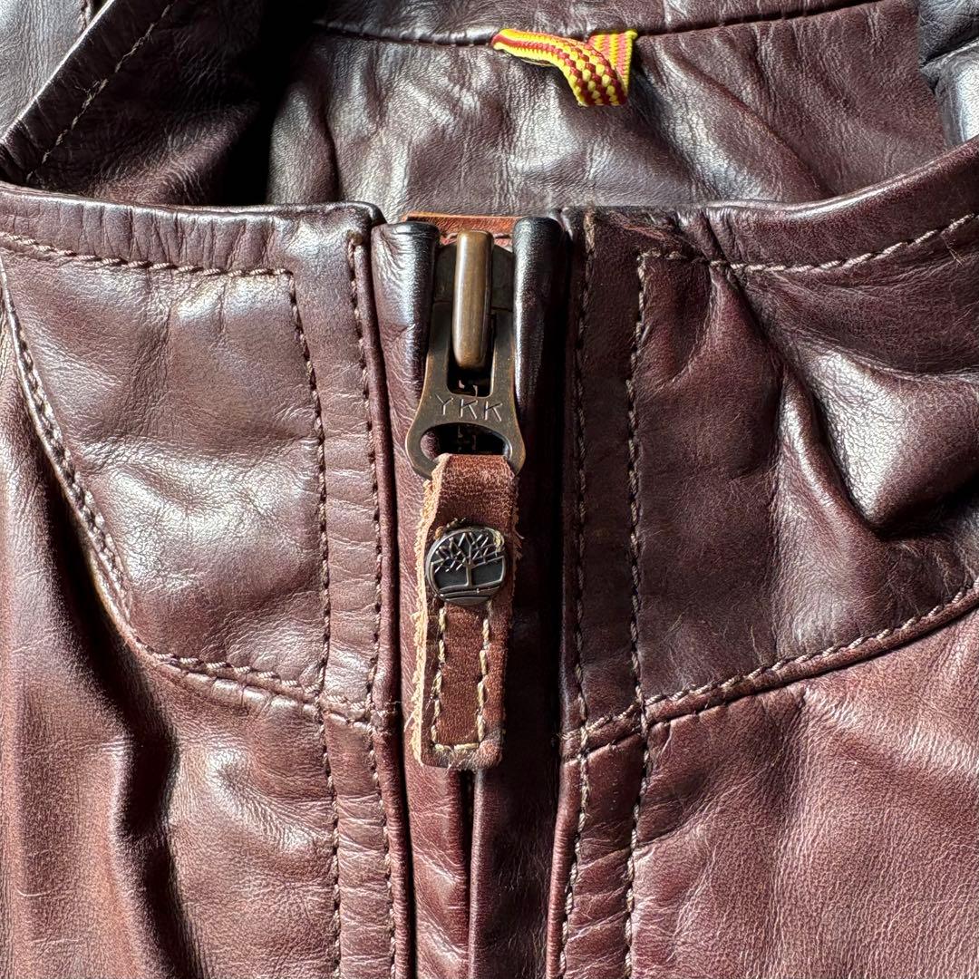 TIMBERLAND ティンバーランド ブラウン 牛革 レザージャケット XL
