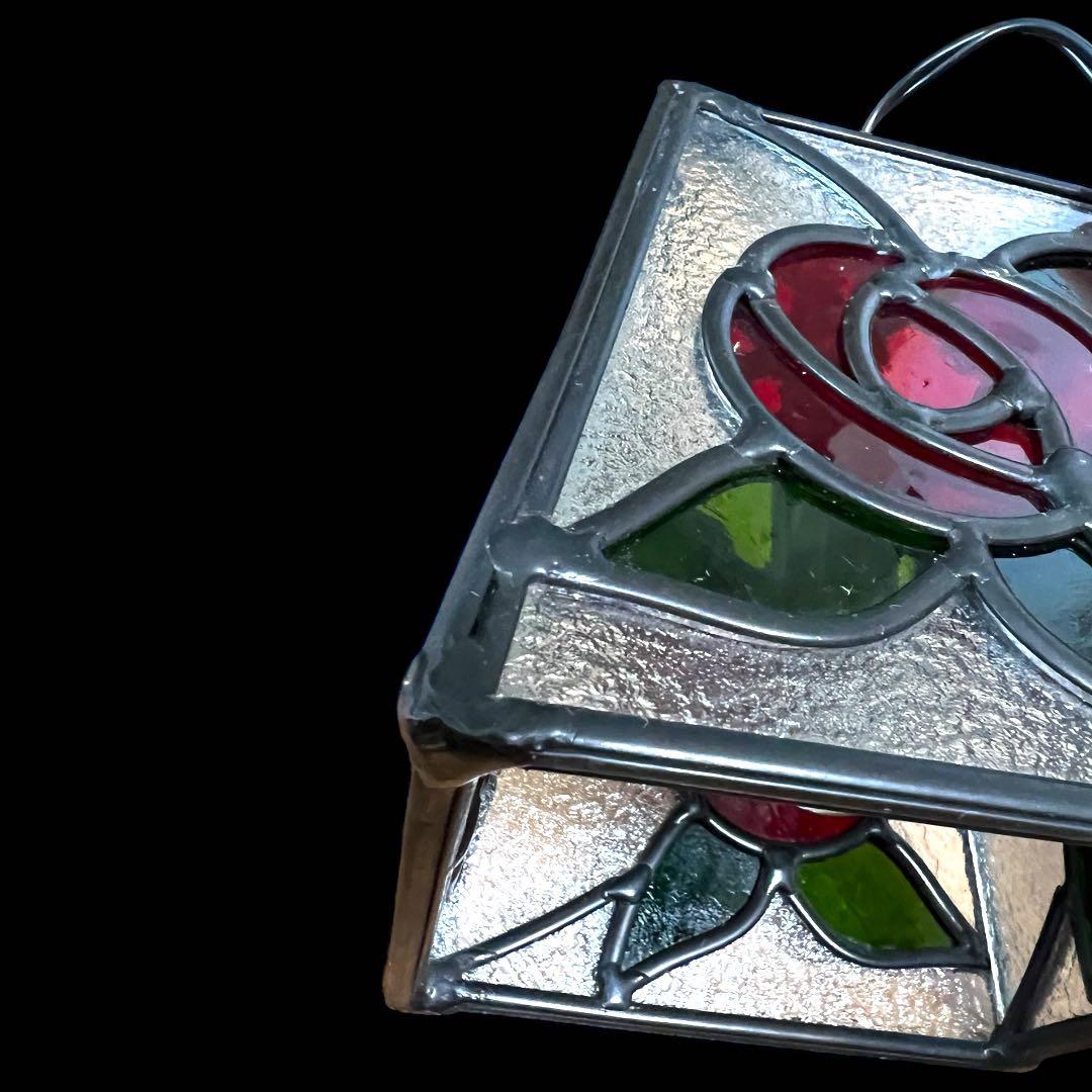 鸛《美品》アンティーク雑貨 昭和レトロ ステンドグラス 薔薇 ペンダントライト