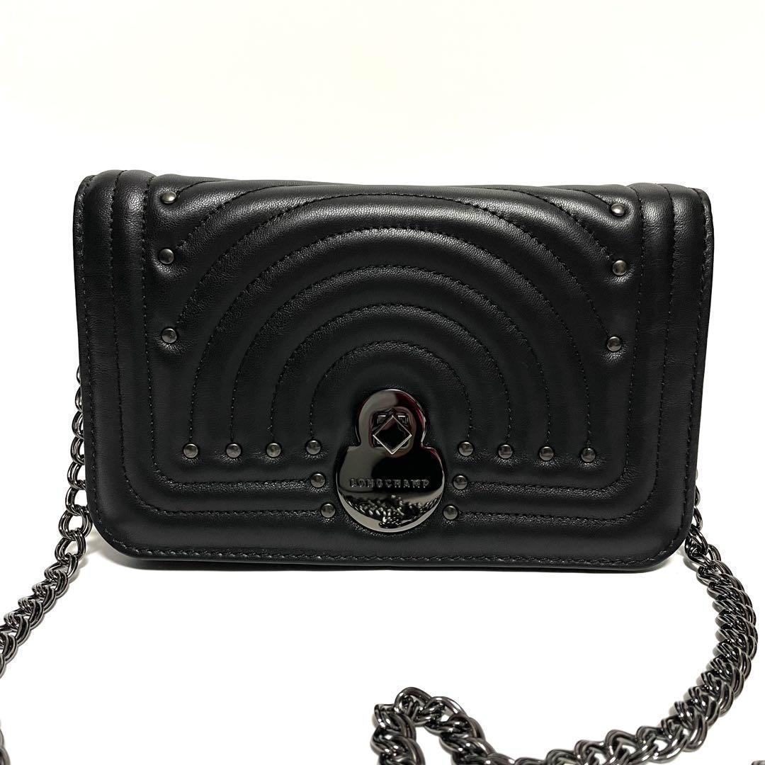 ✨美品✨LONGCHAMP キャヴァルケイド レザー チェーンクロスボディバッグ