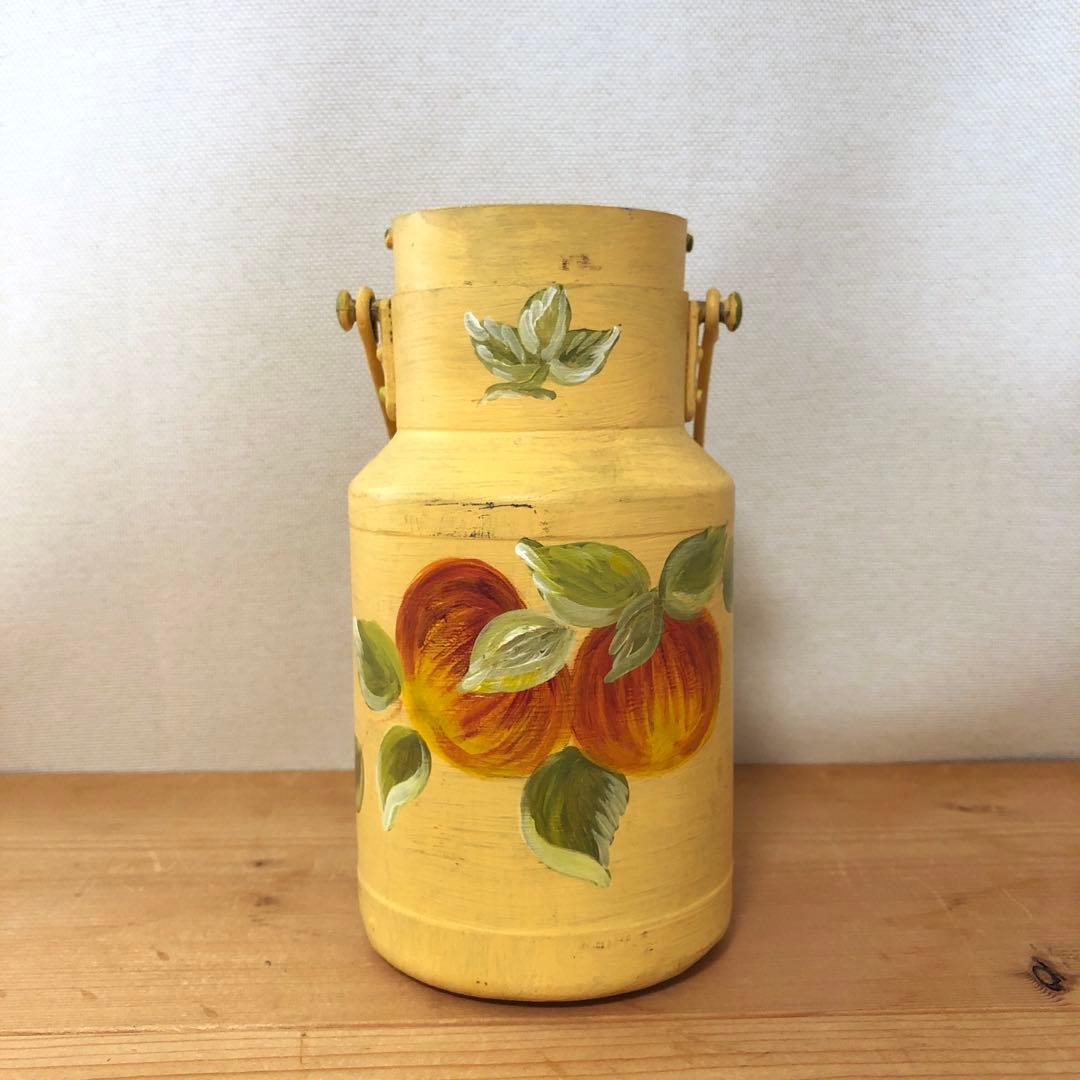 ペイントされた古いミルク缶　アンティーク　フランス　アート　一点物　no.183