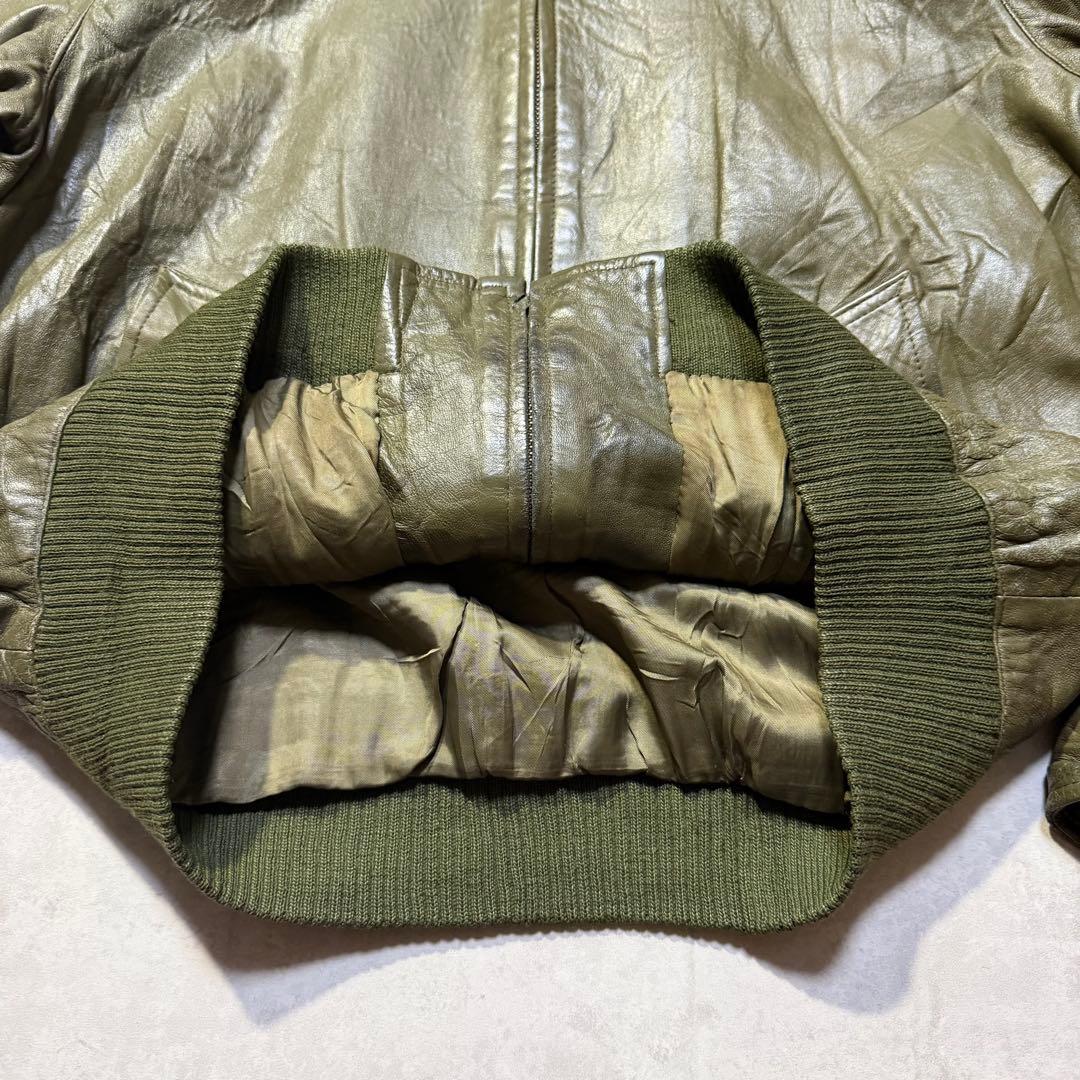 80s Burberry バーバリー シングルレザージャケット オリーブ 41
