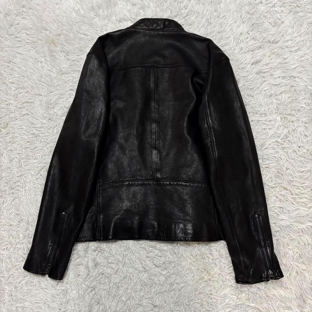 希少品　ポロラルフローレン　レザージャケット　シングル　ブラック　Lサイズ　裏地