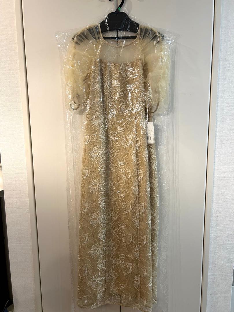 【新品未使用】Dorry DollフラワーチュールギャザーパフドレスMイエロー