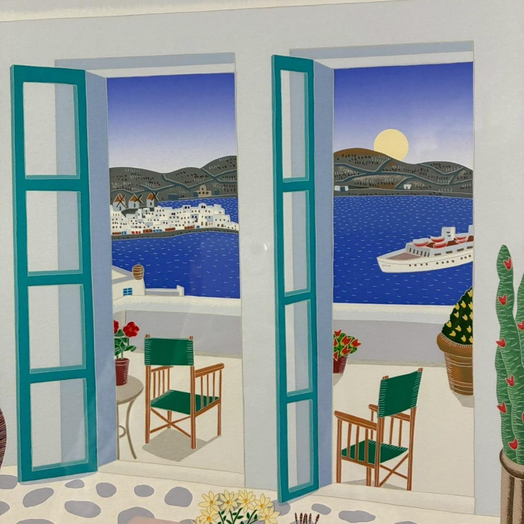 美品トーマス・マックナイト「Aegean～」シルクスクリーン 直筆サイン入 額装