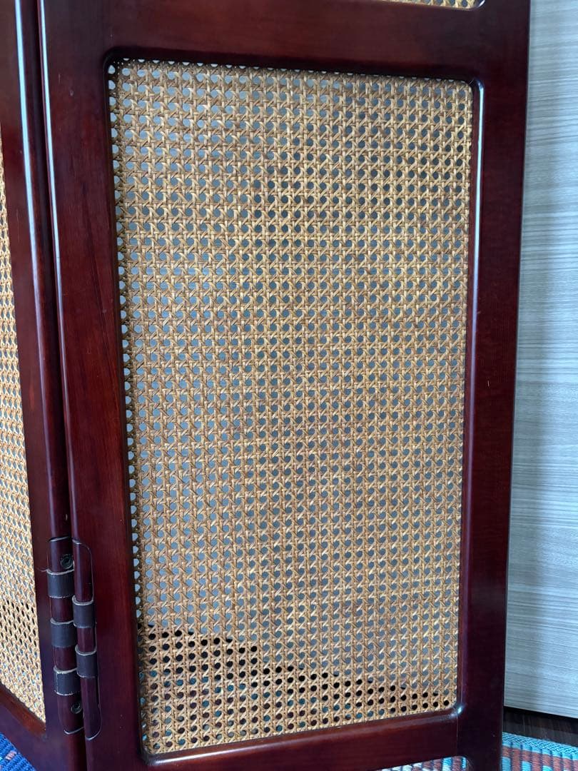 カリモク家具　オールドカリモク　ラタンパーテーション