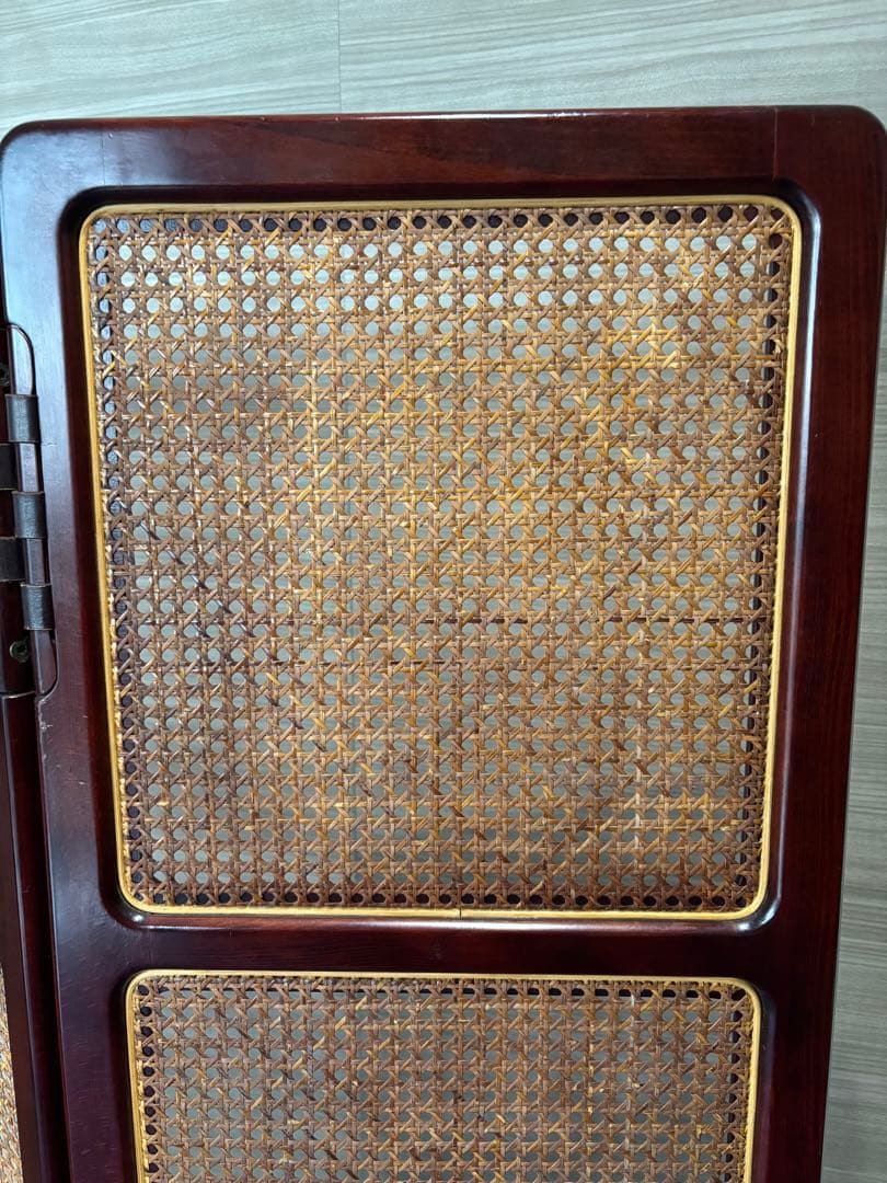 カリモク家具　オールドカリモク　ラタンパーテーション