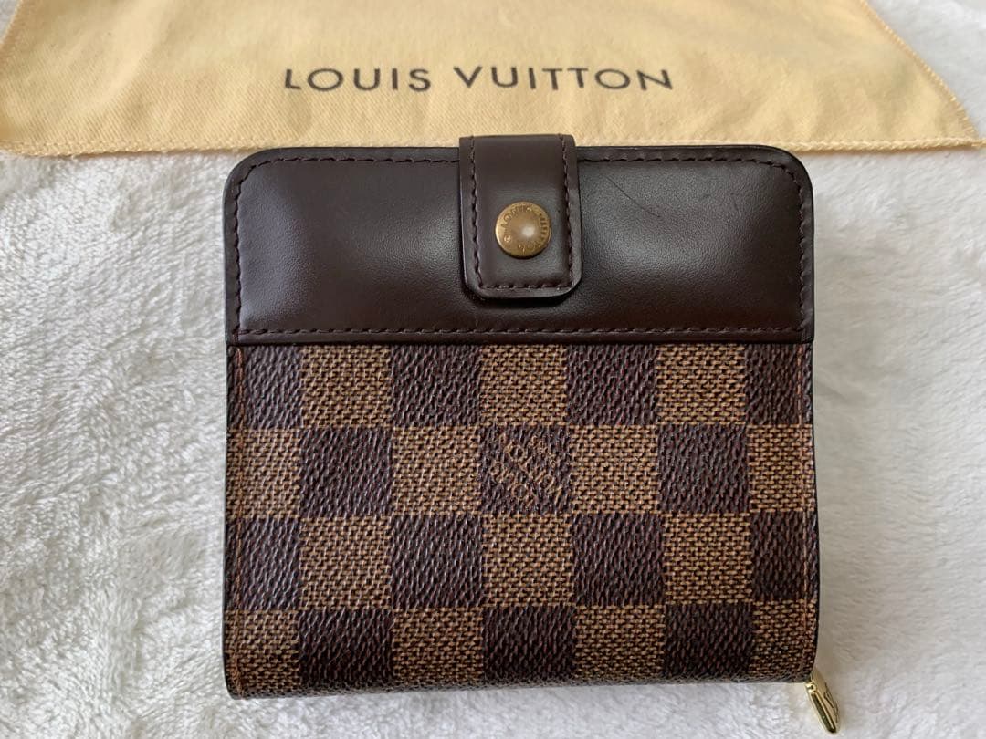 【美品】ルイ・ヴィトン ダミエ/コンパクトジップ 二つ折り財布 ルイヴィトン財布