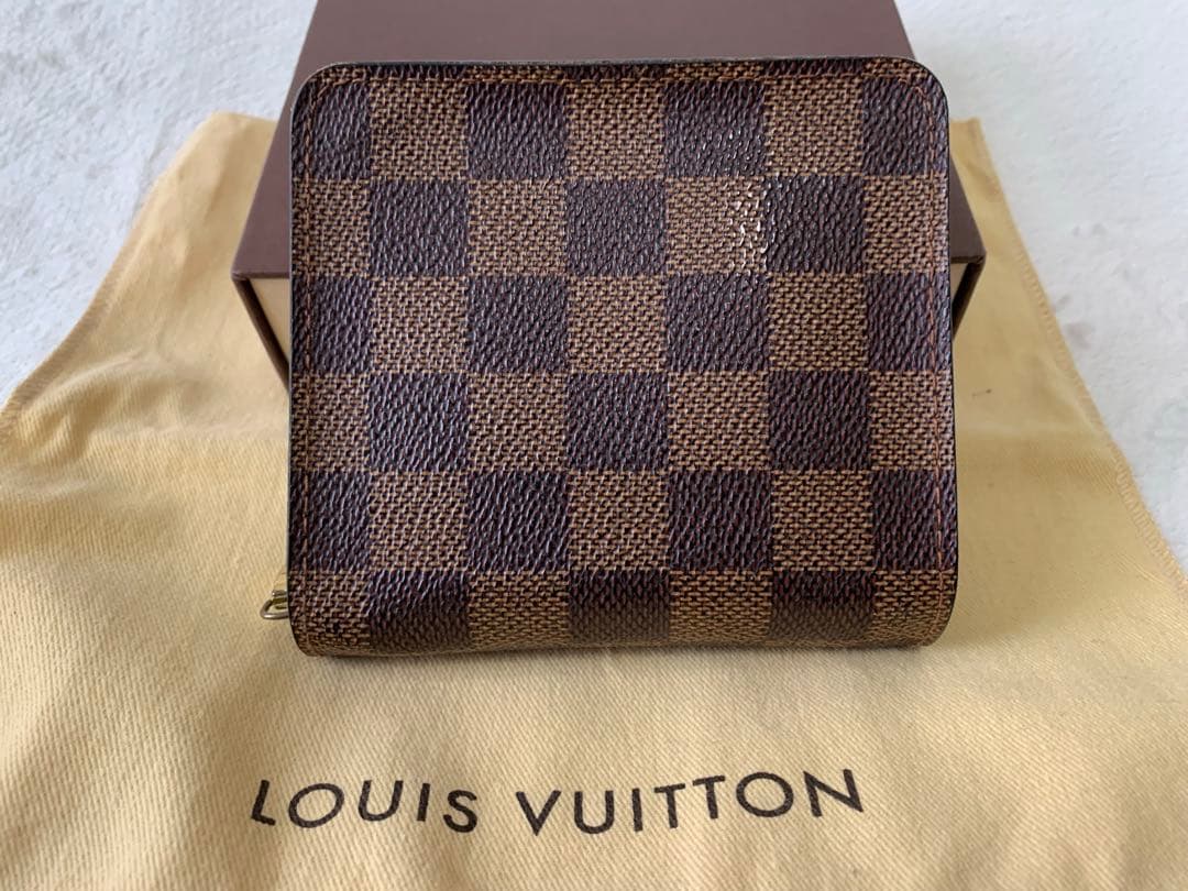 【美品】ルイ・ヴィトン ダミエ/コンパクトジップ 二つ折り財布 ルイヴィトン財布