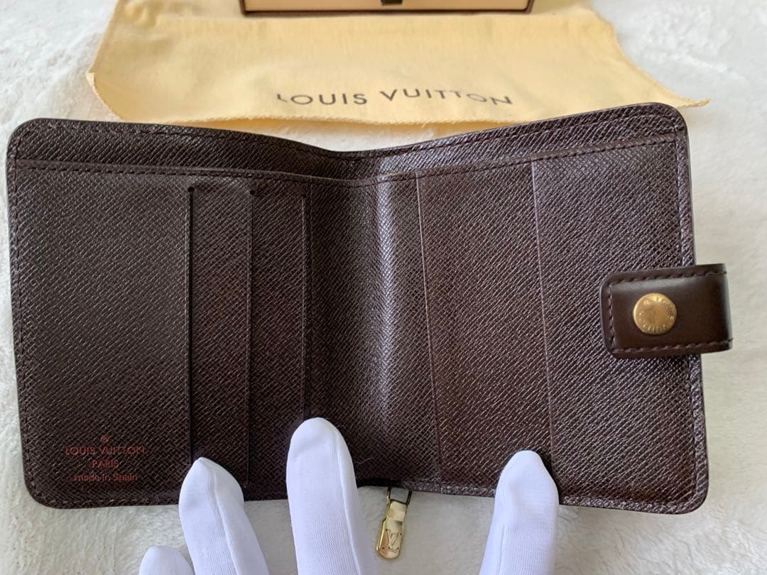 【美品】ルイ・ヴィトン ダミエ/コンパクトジップ 二つ折り財布 ルイヴィトン財布
