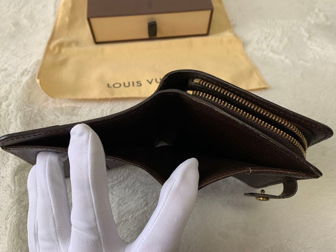 【美品】ルイ・ヴィトン ダミエ/コンパクトジップ 二つ折り財布 ルイヴィトン財布