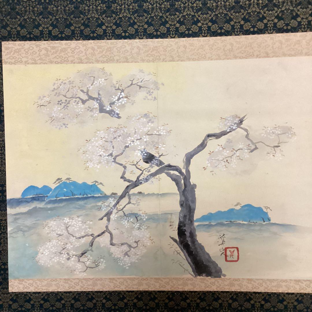 富田渓仙　　紙本彩色画　【　櫻　華　図　】《大智勝観　鑑識箱》タトウ箱　356