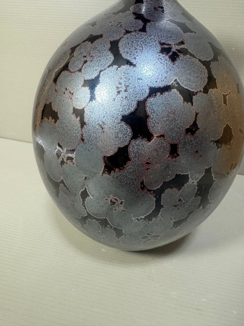 2215  藤井朱明作　鶴首天目梅　花瓶