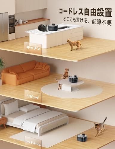 猫給水器 ポンプ不要 ワイヤレス お手入れ時間50%削減 大容量4L 充電式40