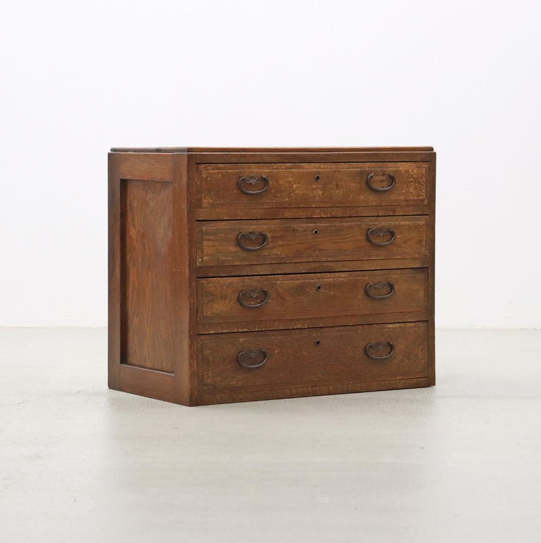 レトロ 無垢材 引き出し4杯 小引き出し レターケース 収納 キャビネット