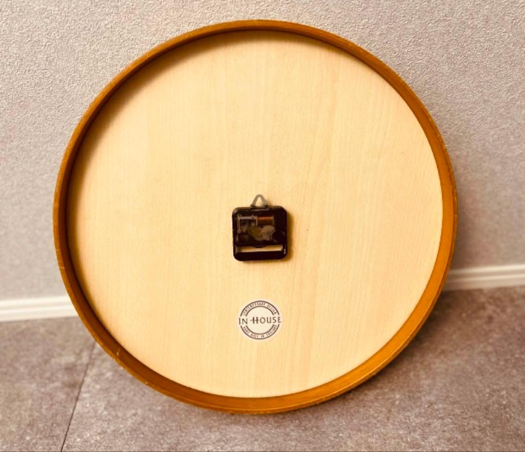 英国 ブランド IN HOUSE 壁掛け時計 40cm ナチュラルウッド ガラス
