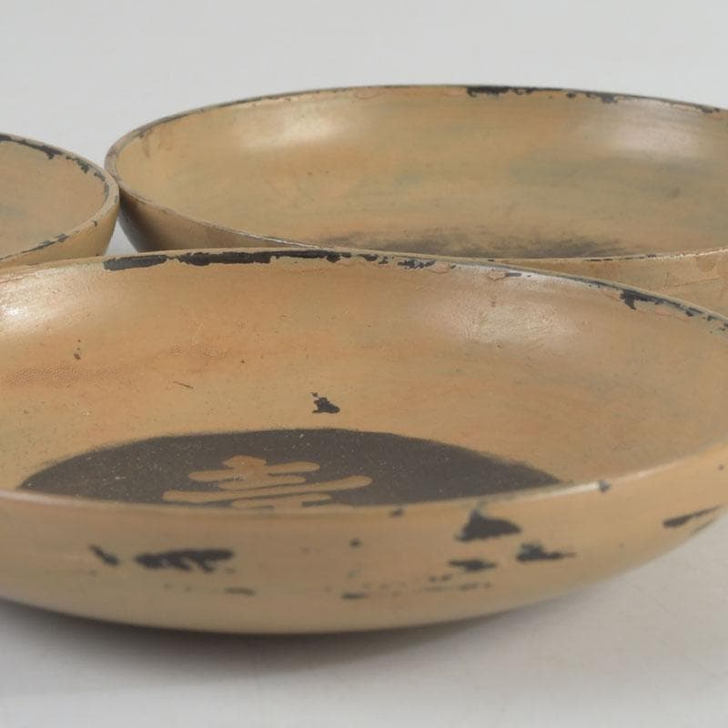 時代漆塗　福禄寿字文　盃　三客　書付箱　C　9233