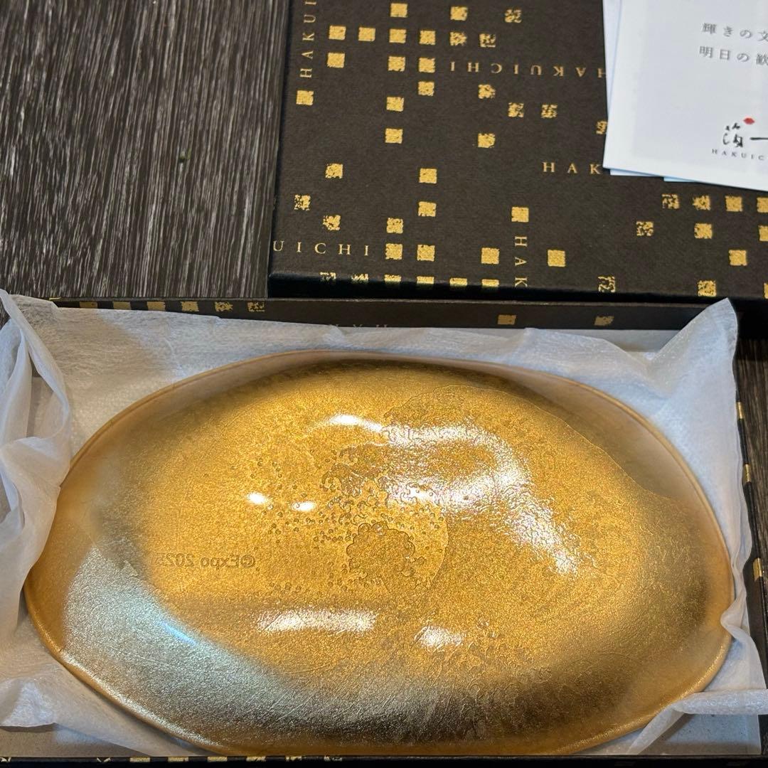 ミャクミャク　ガラストレー　金箔